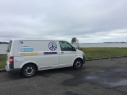 Van at Goolwa with the Mighty Murray mouth in the distance